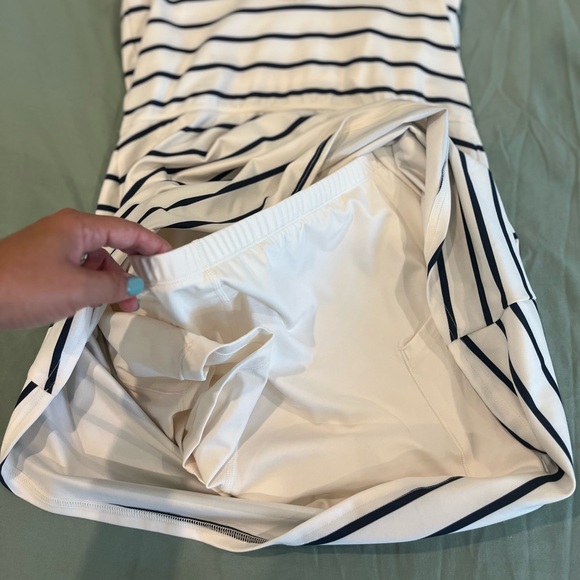 All in motion Knit High Neck Active Dress Navy Blue Stripe - Picture 7 of 7